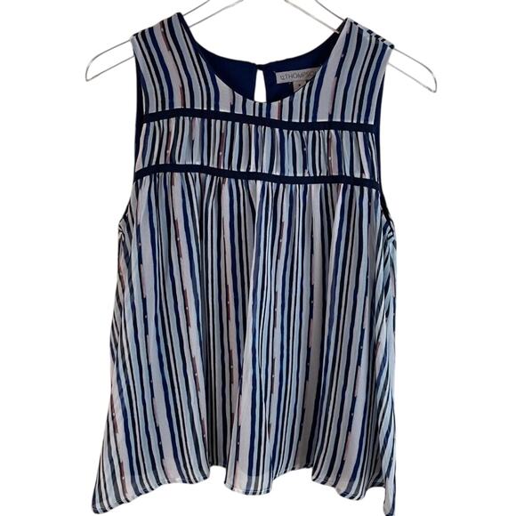 12Thompson Stripe Sleeveless Tank Blouse Top Size Medium - Picture 1 of 8
